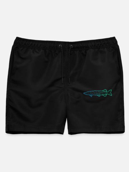 Hecht Angeln Polygon Fisch Fischer Angler - Männer Badeshorts - Schwarz