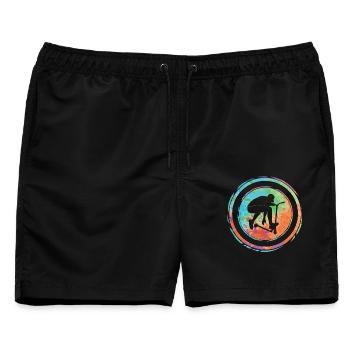 Stunt Scooter Roller Stuntroller Tretroller - Männer Badeshorts - Schwarz - Vorne - AI Model Male 178 light (178cm)