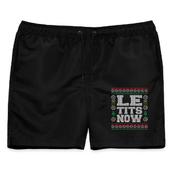 Le Tits Now Funny Ugly Christmas Pattern - Männer Badeshorts - Schwarz - Vorne - AI Model Male 178 light (178cm)