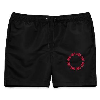 Zahl 666 Böse Symbol Kreis Geschenk - Männer Badeshorts - Schwarz - Vorne - AI Model Male 178 light (178cm)