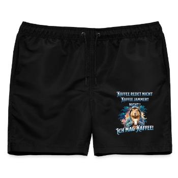 Kaffee redet nicht lustiger Kaffee Spruch - Männer Badeshorts - Schwarz - Vorne - AI Model Male 178 light (178cm)