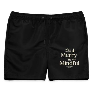 Achtsam und Fröhlich Weihnachten - Männer Badeshorts - Schwarz - Vorne - AI Model Male 178 light (178cm)