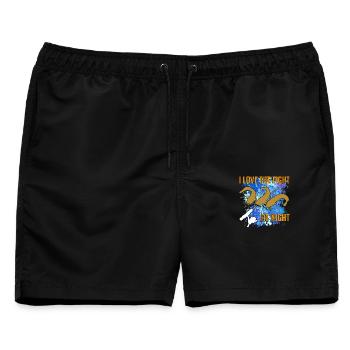 Waller Welssilhouette Angelrute und Farbkleckse - Männer Badeshorts - Schwarz - Vorne - AI Model Male 178 light (178cm)