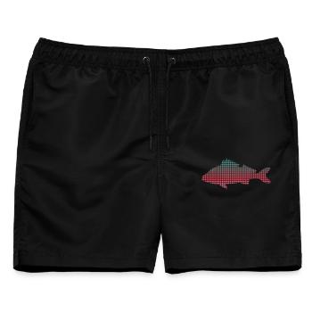 Barsch Angler Design verpixelt Barsche Angeln - Männer Badeshorts - Schwarz - Vorne - AI Model Male 178 light (178cm)