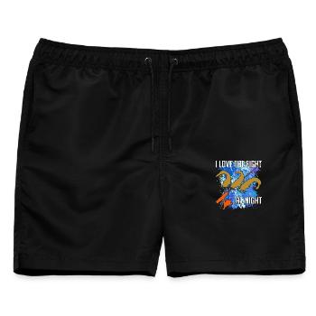 Waller Welssilhouette Angelrute und Farbkleckse - Männer Badeshorts - Schwarz - Vorne - AI Model Male 178 light (178cm)