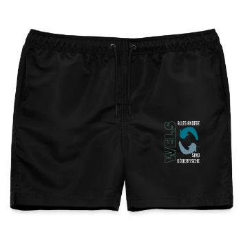 Wels angeln Waller fischen Sportfischen auf Wels - Männer Badeshorts - Schwarz - Vorne - AI Model Male 178 light (178cm)