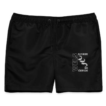 Wels angeln Waller fischen Sportfischen auf Wels - Männer Badeshorts - Schwarz - Vorne - AI Model Male 178 light (178cm)