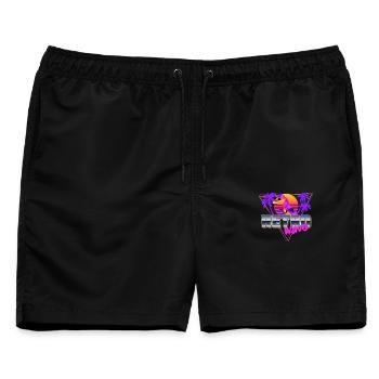 synthwave dinosaur - Männer Badeshorts - Schwarz - Vorne - AI Model Male 178 light (178cm)