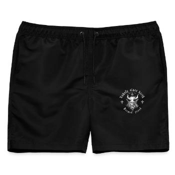 Dämonischer Teufel „Unholy since birth" - Gothic - Männer Badeshorts - Schwarz - Vorne - AI Model Male 178 light (178cm)