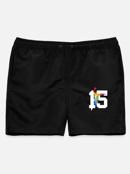 NUMMER 15 BASKETBALL 15. GEBURTSTAG - Männer Badeshorts - Schwarz