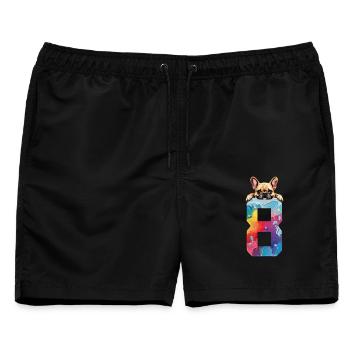 HUND 8 JAHRE FRANZÖSISCHE BULLDOGGE 8. GEBURTSTAG - Männer Badeshorts - Schwarz - Vorne - AI Model Male 178 light (178cm)