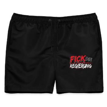 Fick Die Regierung Gegen Anti StaatFick Die Regier - Männer Badeshorts - Schwarz - Vorne - AI Model Male 178 light (178cm)
