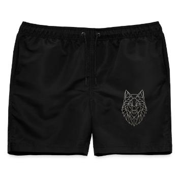 Geometrischer Wolfskopf - Männer Badeshorts - Schwarz - Vorne - AI Model Male 178 light (178cm)