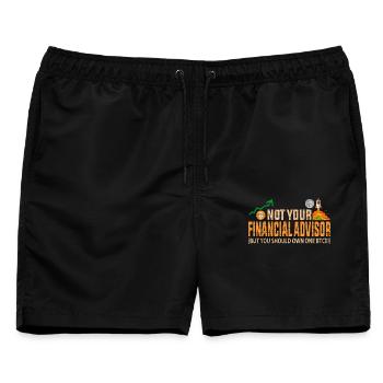 Not Your Financial Advisor Own BTC Funny Bitcoin - Männer Badeshorts - Schwarz - Vorne - AI Model Male 178 light (178cm)