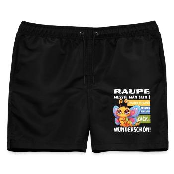 Raupe müsste man sein retro vintage - Männer Badeshorts - Schwarz - Vorne - AI Model Male 178 light (178cm)