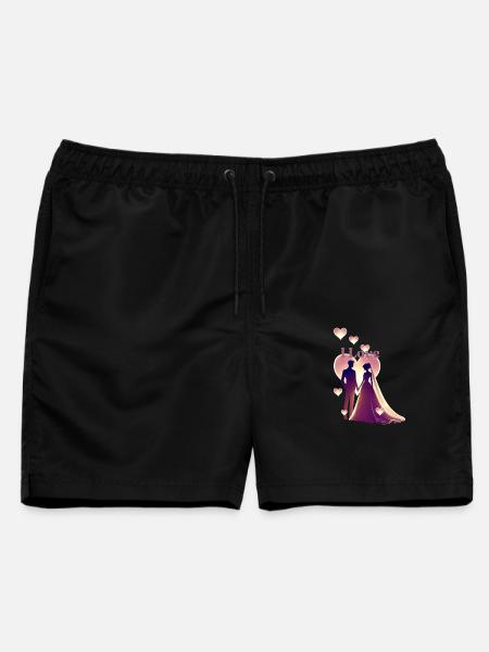 Pärchen - I Love - Männer Badeshorts - Schwarz