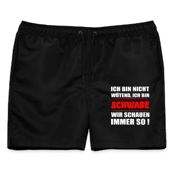 Ich bin Schwabe Wir schauen immer so Spruch - Männer Badeshorts - Schwarz - Vorne - AI Model Male 178 light (178cm)
