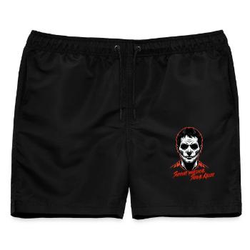 Unterstütze deinen lokalen Serienmörder - Männer Badeshorts - Schwarz - Vorne - AI Model Male 178 light (178cm)