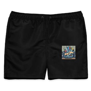 Keyboard & Synthesizer Umarmung 1 - Männer Badeshorts - Schwarz - Vorne - AI Model Male 178 light (178cm)
