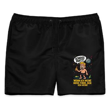 Scheiß Party –Wenn ich meine Hose finde, geh ich! - Männer Badeshorts - Schwarz - Vorne - AI Model Male 178 light (178cm)