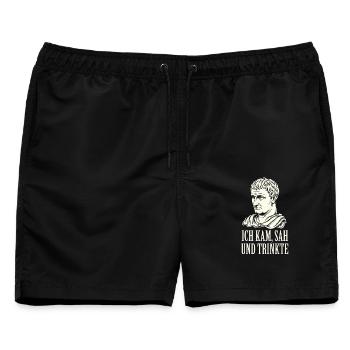 Ich kam, sah und trinkte - Männer Badeshorts - Schwarz - Vorne - AI Model Male 178 light (178cm)