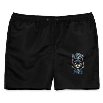Alle hassen die AFD - Katze - Männer Badeshorts - Schwarz - Vorne - AI Model Male 178 light (178cm)