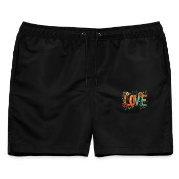 Rustikales Blumen-LOVE - Männer Badeshorts - Schwarz - Vorne - AI Model Male 178 light (178cm)