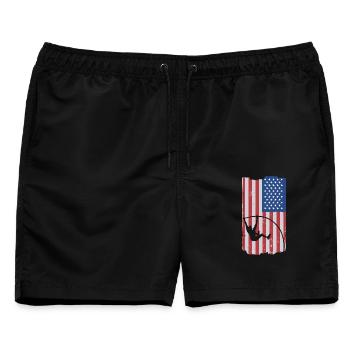 USA Flagge Stabhochspringer Leichtathletik Stabhoc - Männer Badeshorts - Schwarz - Vorne - AI Model Male 178 light (178cm)