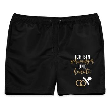 Ich schwanger heirate Braut Babybauch JGA Gruppe1 - Männer Badeshorts - Schwarz - Vorne - AI Model Male 178 light (178cm)