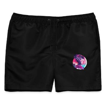 Geisha 80s Cyborg Lady - Männer Badeshorts - Schwarz - Vorne - AI Model Male 178 light (178cm)