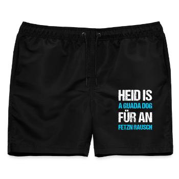 Heid is a guada Dog Fetzn Rausch Bayern - Männer Badeshorts - Schwarz - Vorne - AI Model Male 178 light (178cm)