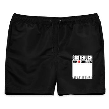 Gästebuch 80 Geburtstag Wir waren dabei - Männer Badeshorts - Schwarz - Vorne - AI Model Male 178 light (178cm)