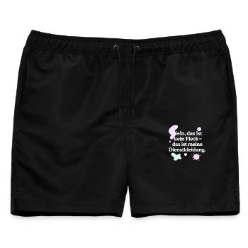 Das ist kein Fleck! (weiß & bunt) - Männer Badeshorts - Schwarz - Vorne - AI Model Male 178 light (178cm)