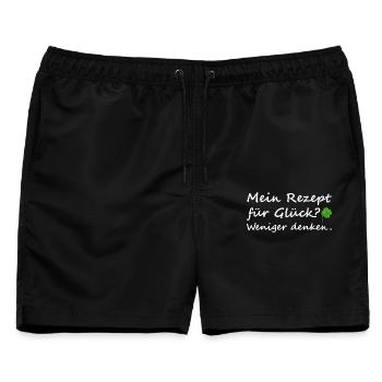 Mein Rezept für Glück Weniger denken - Männer Badeshorts - Schwarz - Vorne - AI Model Male 178 light (178cm)