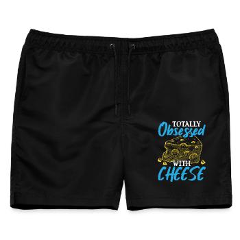 Völlig besessen von Käse Cheesy Cheese Lover - Männer Badeshorts - Schwarz - Vorne - AI Model Male 178 light (178cm)
