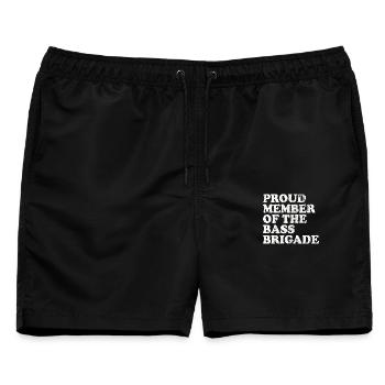 Proud Member of the Bass Brigade - weiss - Männer Badeshorts - Schwarz - Vorne - AI Model Male 178 light (178cm)