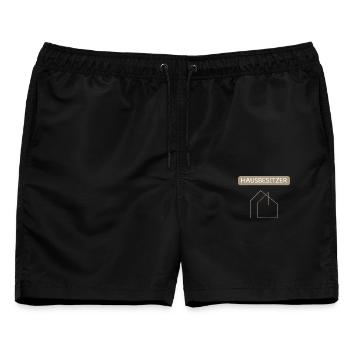 Minimaler Hausumriss Linienstil - Männer Badeshorts - Schwarz - Vorne - AI Model Male 178 light (178cm)