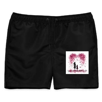 Muttertag – Mutter und Tochter im Herzen - Männer Badeshorts - Schwarz - Vorne - AI Model Male 178 light (178cm)