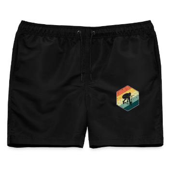 Stunt Scooter Roller Kinder Retro - Männer Badeshorts - Schwarz - Vorne - AI Model Male 178 light (178cm)
