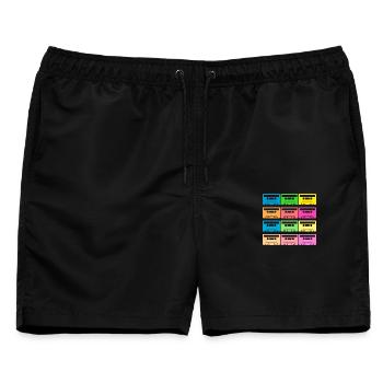 Kassetten bunt - Männer Badeshorts - Schwarz - Vorne - AI Model Male 178 light (178cm)