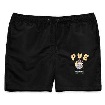 Cozy Gamer PvE Farming All Night Long Design - Männer Badeshorts - Schwarz - Vorne - AI Model Male 178 light (178cm)