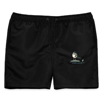 Bachstelze am Bach - Männer Badeshorts - Schwarz - Vorne - AI Model Male 178 light (178cm)