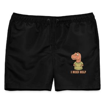 Lustiger T-Rex Short Arms Ich brauche Hilfe - Männer Badeshorts - Schwarz - Vorne - AI Model Male 178 light (178cm)