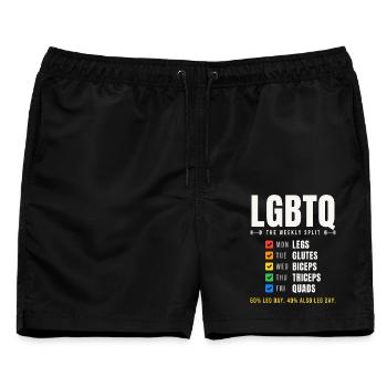 LGBTQ The Weekly Split Trainingsplan - Männer Badeshorts - Schwarz - Vorne - AI Model Male 178 light (178cm)