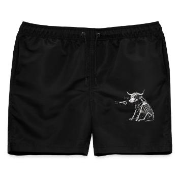 Boop Skelett Highland cow Halloween Gothic Spooky - Männer Badeshorts - Schwarz - Vorne - AI Model Male 178 light (178cm)