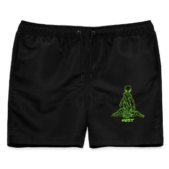 Host - Grey Alien Body Horror Sci-Fi  - Männer Badeshorts - Schwarz - Vorne - AI Model Male 178 light (178cm)