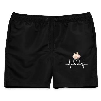 Knoblauch Herzschlag Design - Männer Badeshorts - Schwarz - Vorne - AI Model Male 178 light (178cm)