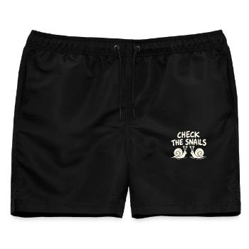 Check the Snails. Mein Hirn ist durch. - Männer Badeshorts - Schwarz - Vorne - AI Model Male 178 light (178cm)