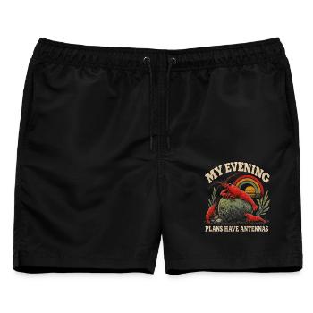 Garnelen Aquarium Retro Regenbogen - Männer Badeshorts - Schwarz - Vorne - AI Model Male 178 light (178cm)