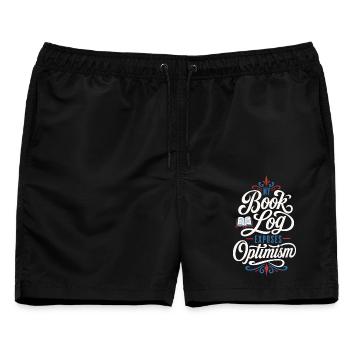 Lesetagebuch – My Book Log Exposes Optimism - Männer Badeshorts - Schwarz - Vorne - AI Model Male 178 light (178cm)